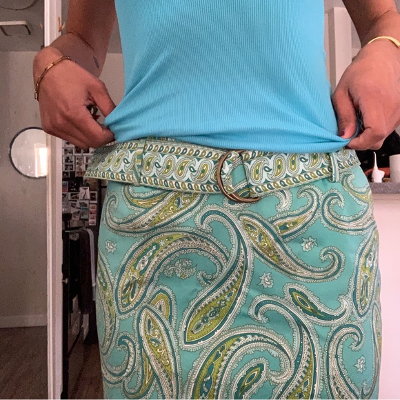 Pattern Skirt ~Valerie Stevens Petite💚💙With Belt - Picture 6 of 8